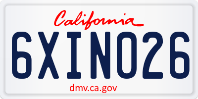 CA license plate 6XIN026