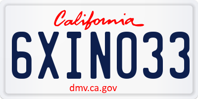 CA license plate 6XIN033