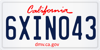 CA license plate 6XIN043