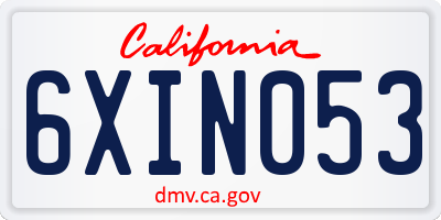 CA license plate 6XIN053