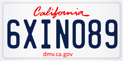 CA license plate 6XIN089