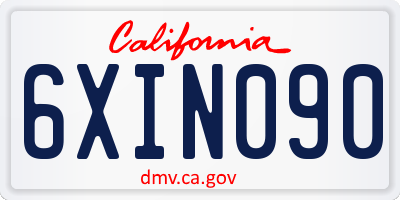 CA license plate 6XIN090
