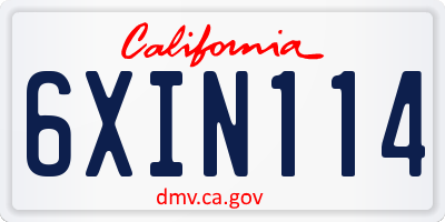 CA license plate 6XIN114