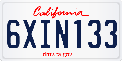 CA license plate 6XIN133