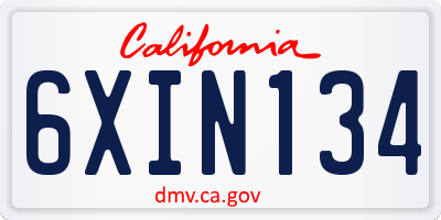 CA license plate 6XIN134