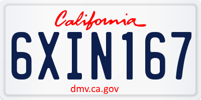 CA license plate 6XIN167
