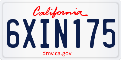 CA license plate 6XIN175
