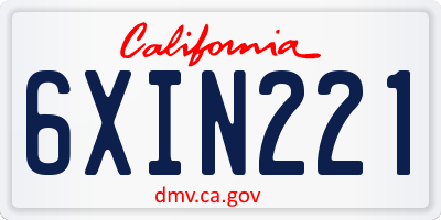 CA license plate 6XIN221