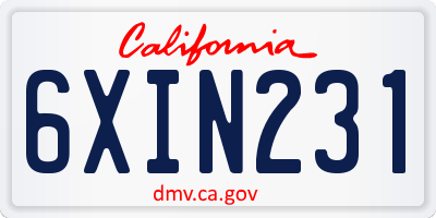 CA license plate 6XIN231