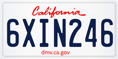 CA license plate 6XIN246