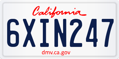 CA license plate 6XIN247