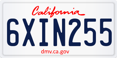CA license plate 6XIN255