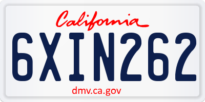 CA license plate 6XIN262
