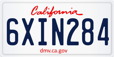 CA license plate 6XIN284