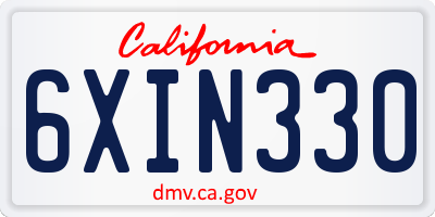 CA license plate 6XIN330
