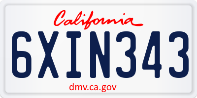 CA license plate 6XIN343