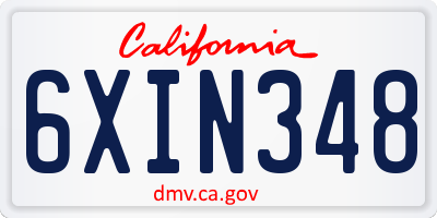 CA license plate 6XIN348