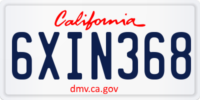 CA license plate 6XIN368