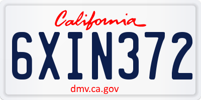 CA license plate 6XIN372