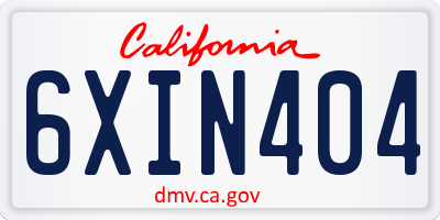CA license plate 6XIN404