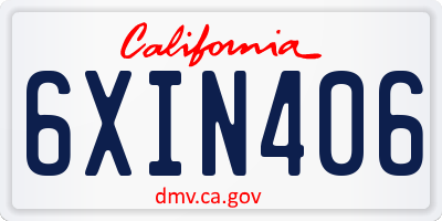 CA license plate 6XIN406