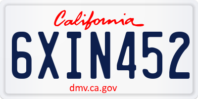 CA license plate 6XIN452