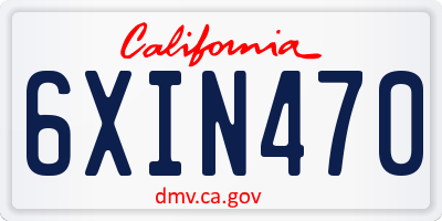 CA license plate 6XIN470