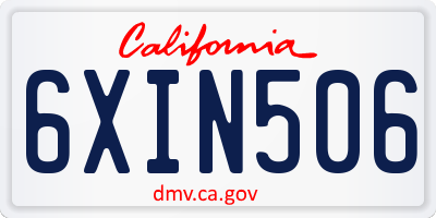CA license plate 6XIN506