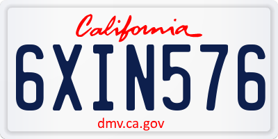CA license plate 6XIN576