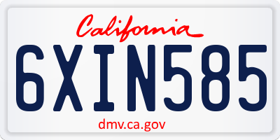 CA license plate 6XIN585