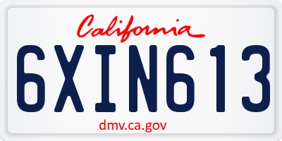 CA license plate 6XIN613