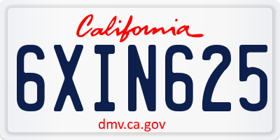 CA license plate 6XIN625