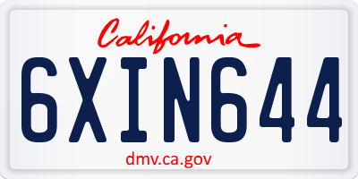 CA license plate 6XIN644