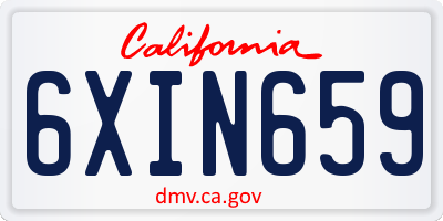 CA license plate 6XIN659