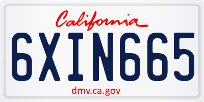 CA license plate 6XIN665