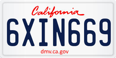 CA license plate 6XIN669