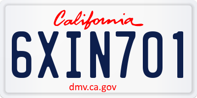 CA license plate 6XIN701