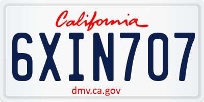 CA license plate 6XIN707