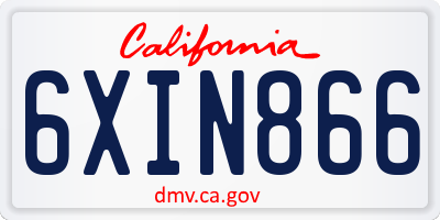 CA license plate 6XIN866
