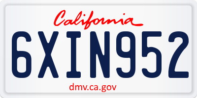 CA license plate 6XIN952