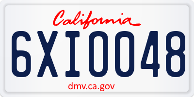 CA license plate 6XIO048