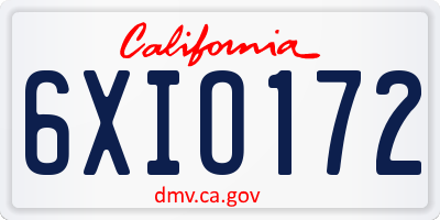 CA license plate 6XIO172