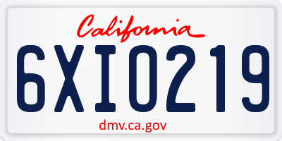 CA license plate 6XIO219