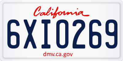 CA license plate 6XIO269