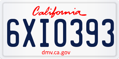 CA license plate 6XIO393