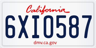 CA license plate 6XIO587