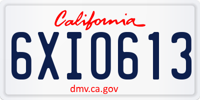 CA license plate 6XIO613