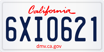 CA license plate 6XIO621
