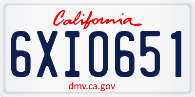 CA license plate 6XIO651