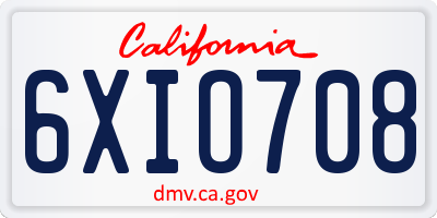 CA license plate 6XIO708
